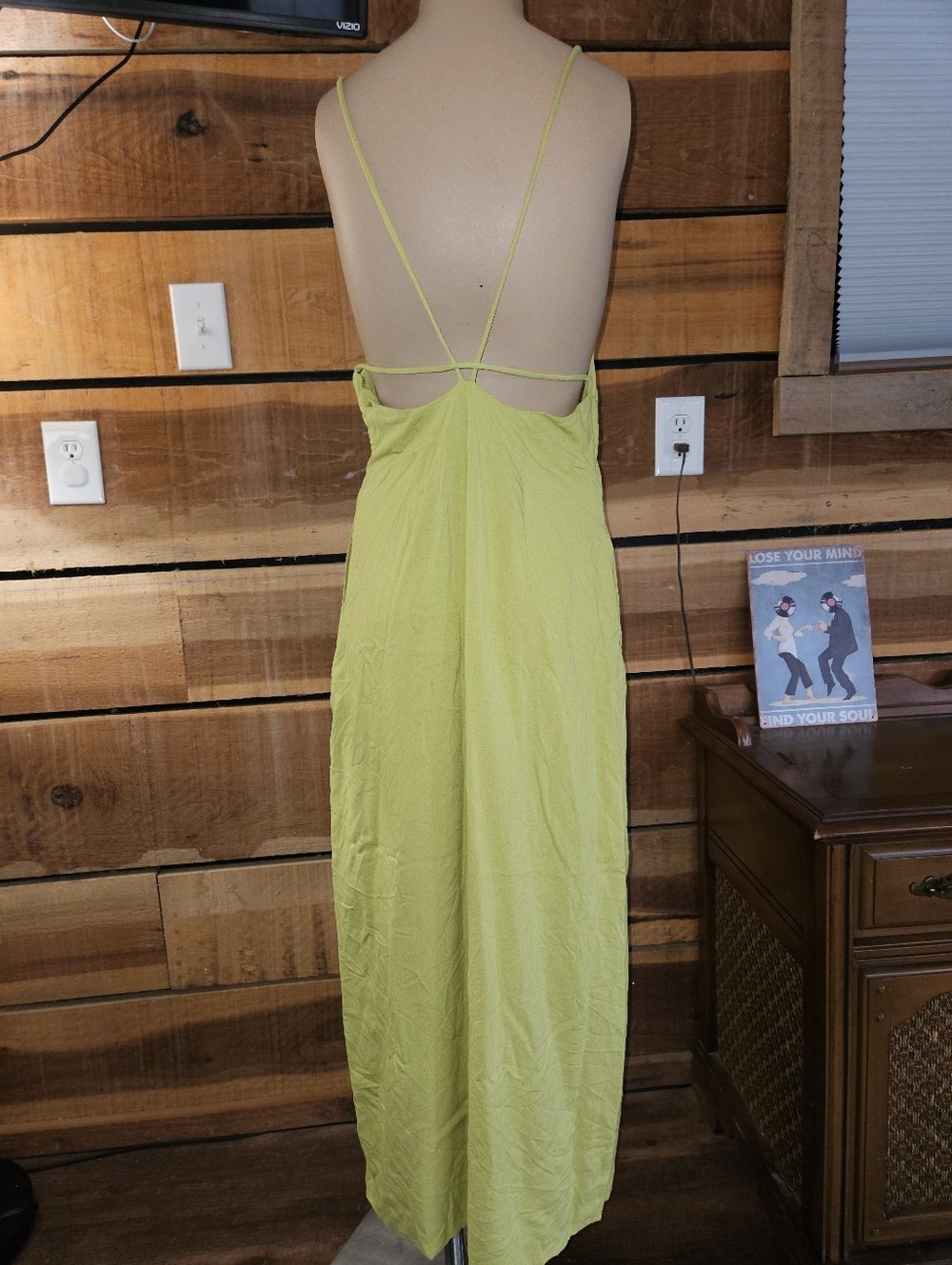 Future Collective Alani Noelle Green Triangle Top Strappy Maxi Dress POCKETS Sz6 - Picture 2 of 10